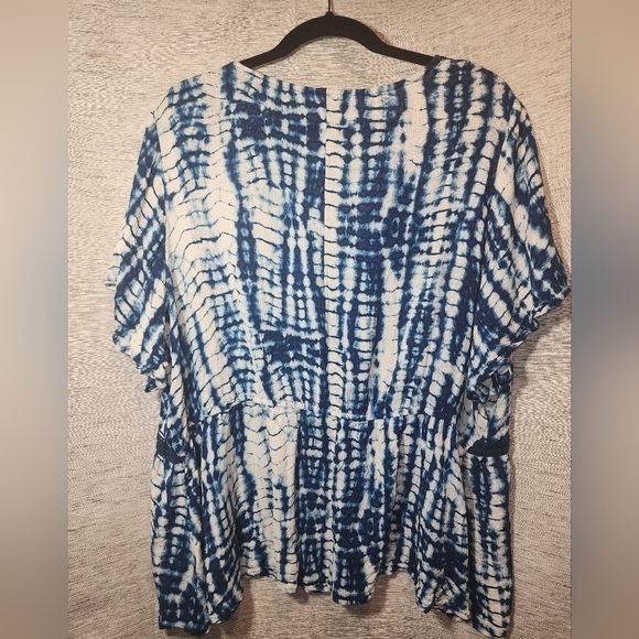 Lane Bryant 22 Square Neck Tie-dye Crochet Trim Blue White - Picture 7 of 8